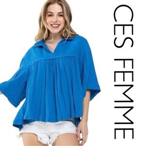 Ces Femme Vibrant Blue Blouse